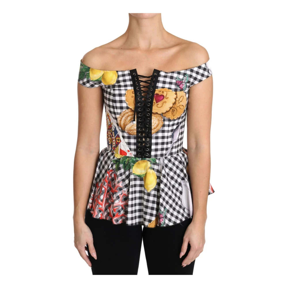 Dolce & Gabbana Women's Sicily Check Corset Blouse