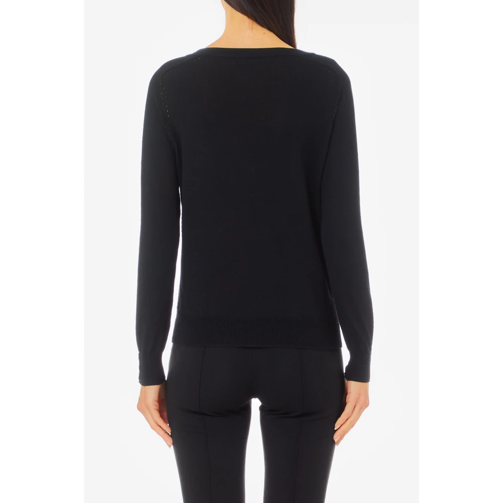 Liu Jo Zwarte Wollen Trui V-Hals Lange Mouw Black Dames