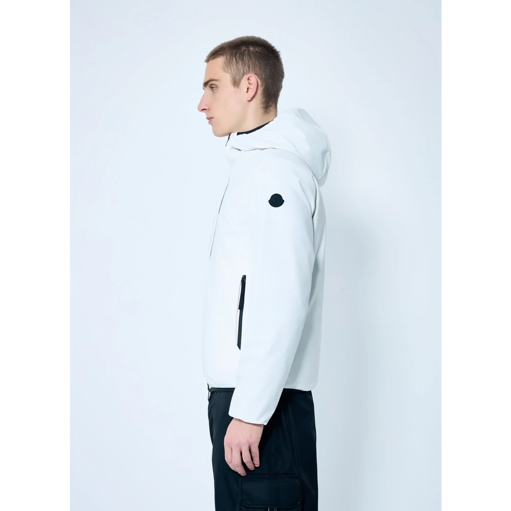 Moncler Matte Finish Donsjas met Contrasterende Afwerking White Heren