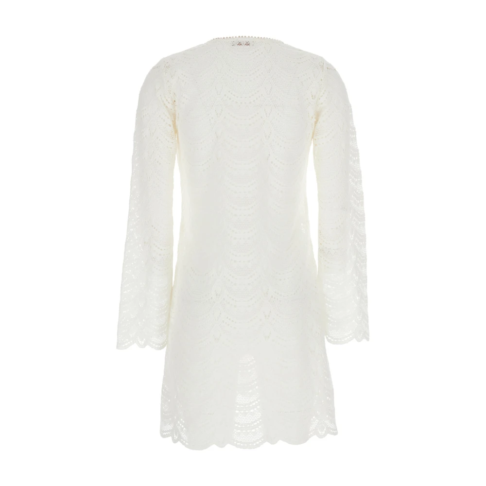 Anjuna Witte V-hals Katoenen Jurk met Juweeldetail White Dames