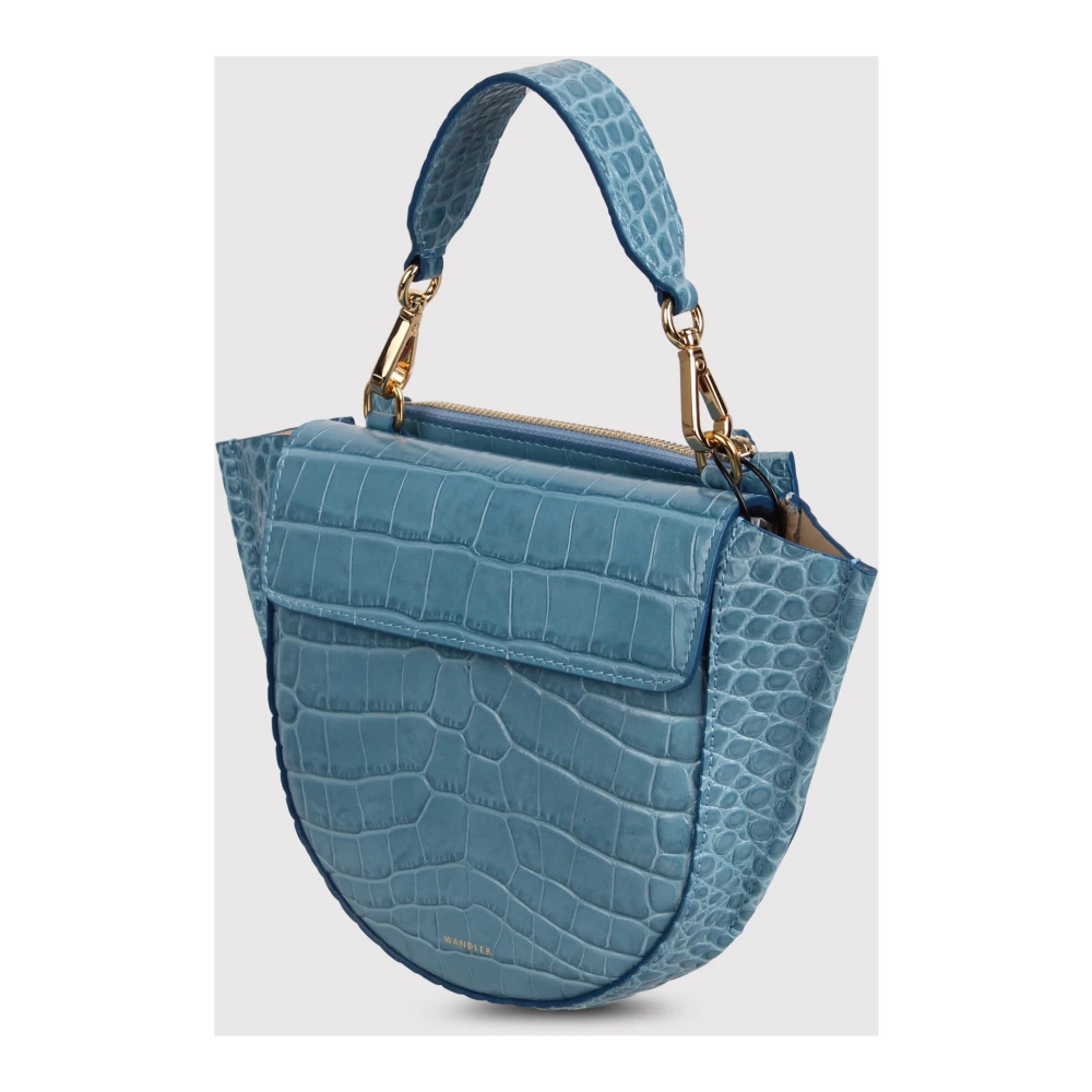 Wandler Mini Krokodil-Effect Top Handtas Blue Dames