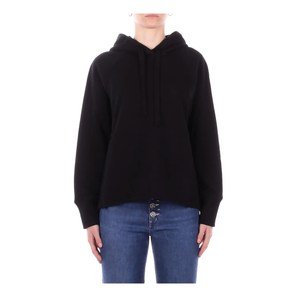 Dondup Vrouw Zwart Hoodies & Sweatvesten Dames, L, Katoen, Embossed Logo Hoodie