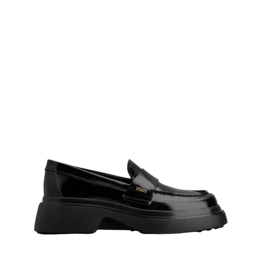 Tod's Donna Nero Mocassino Piatto Con Suola Chunky