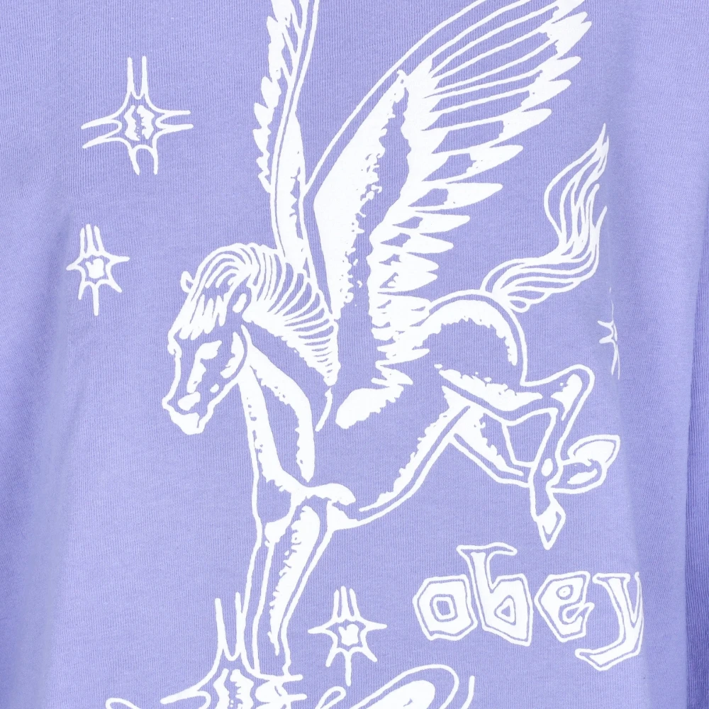 Obey Lange Mouw T-shirt Pegasus Custom Tee Purple Dames