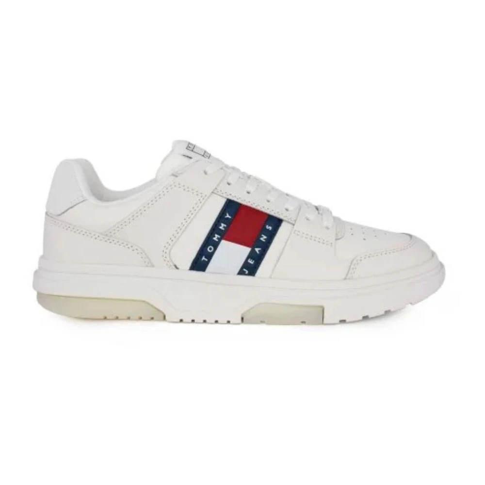Tommy Hilfiger Men's White Brooklyn Leather Sneakers Streetwear Style