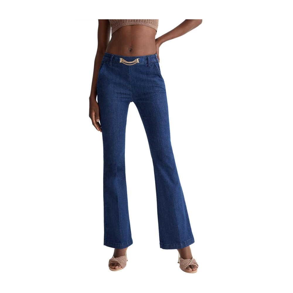 Liu Jo Blauwe Denim Flare Jeans met Hoge Taille Blue Dames