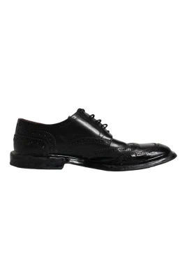 Svarta läder Derby Wingtip formella skor