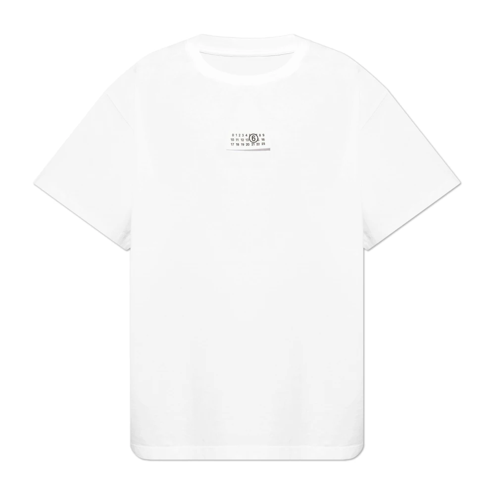 MM6 Maison Margiela Wit T-shirt met Numeric Signature logo White Heren