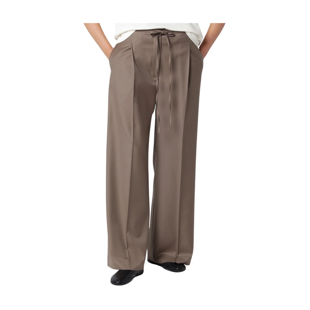 Róhe , Wide Trousers, Female, Brown, Xs, Relaxed Drawstring Trousers