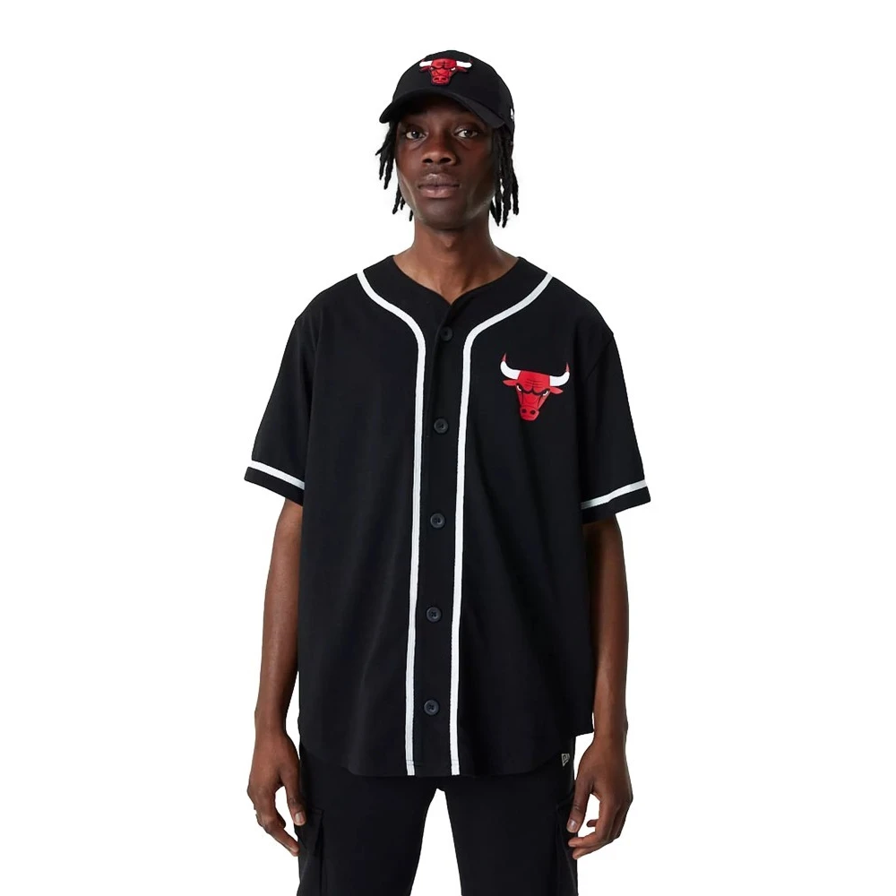 new era Bulls Honkbalshirt Black Heren
