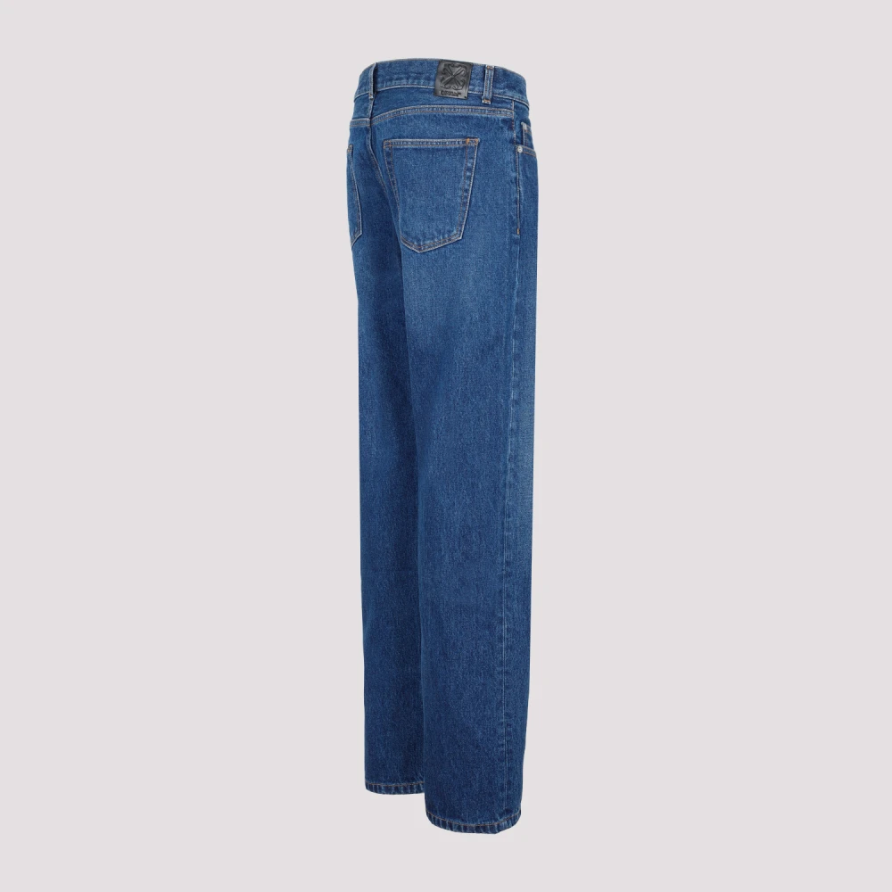 Off White Blauwe Denim Jeans Rechte Pijp Blue Heren