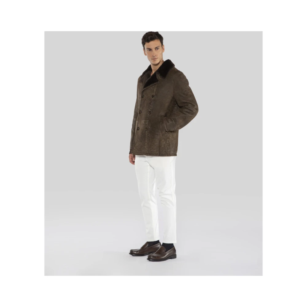 Gimo's Zachte Suède Shearling Jas Green Heren