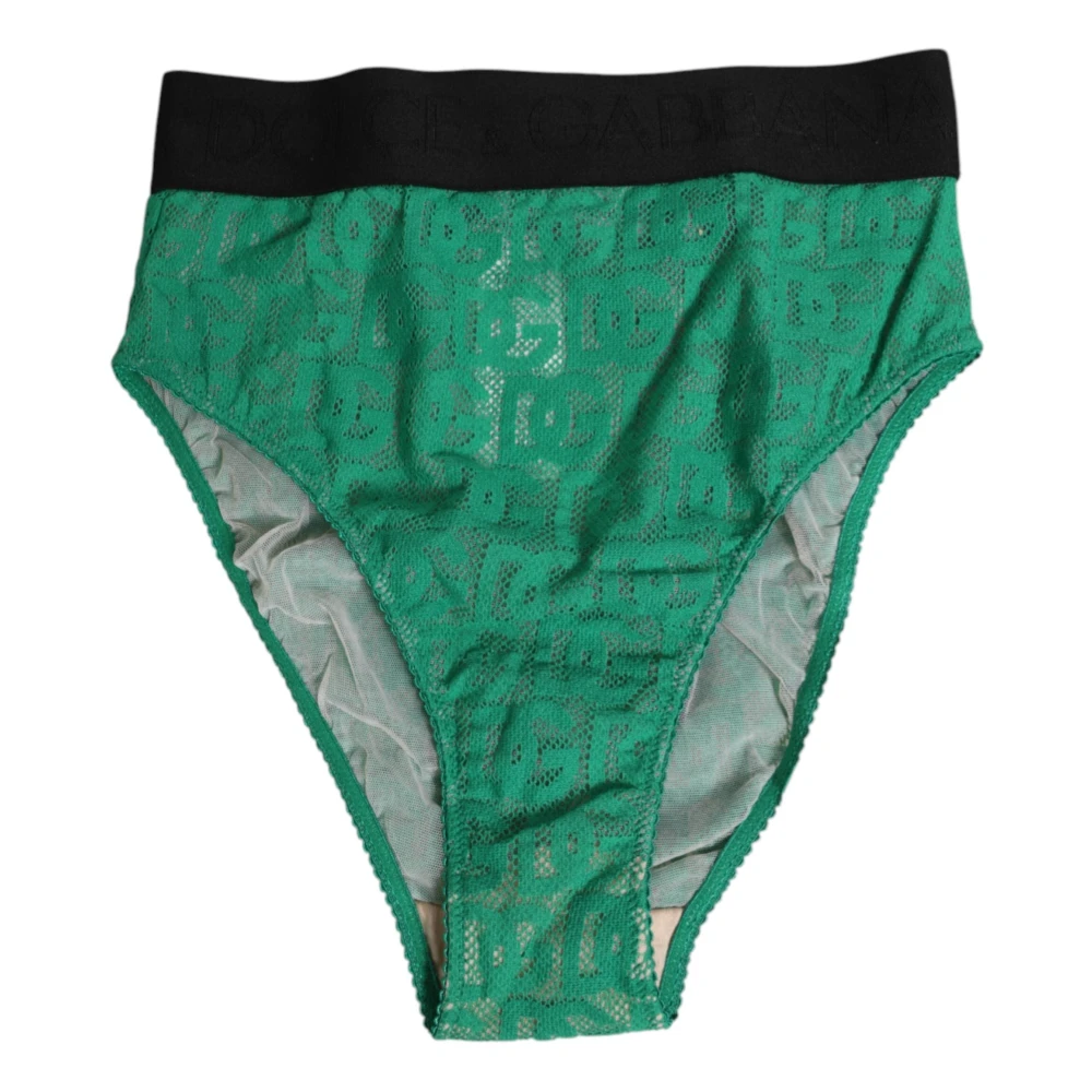 Dolce & Gabbana Women's Green Lace High Brief Panty Underwear