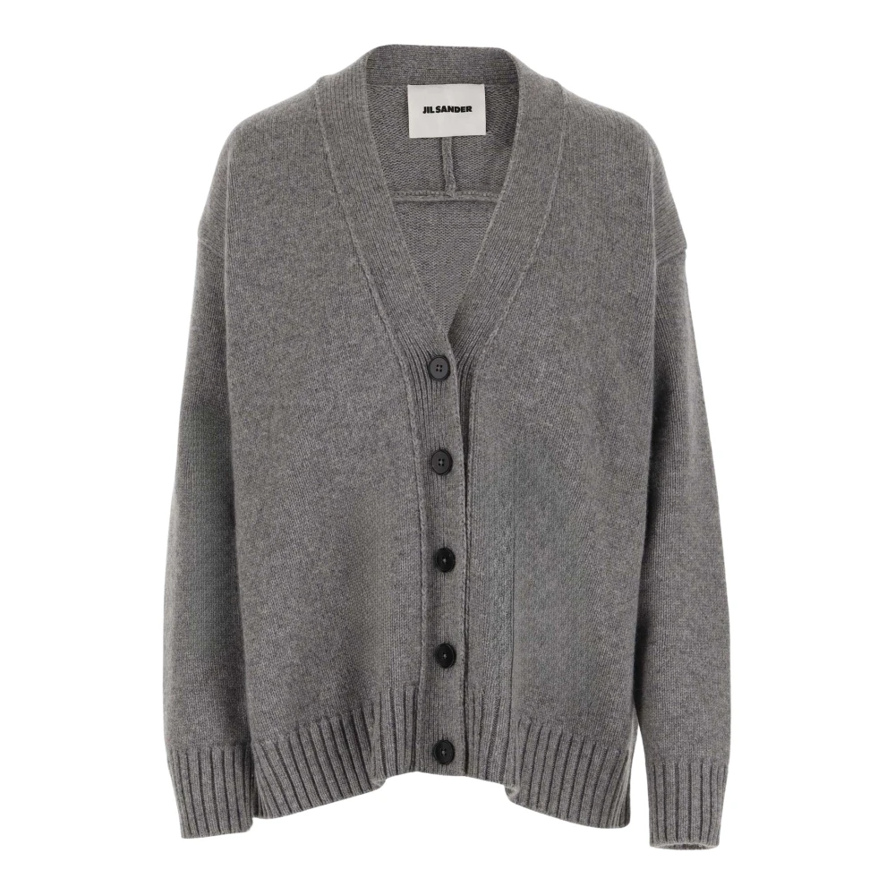 Jil Sander Kasjmiermix V-hals Cardigan Grijs Gray Dames