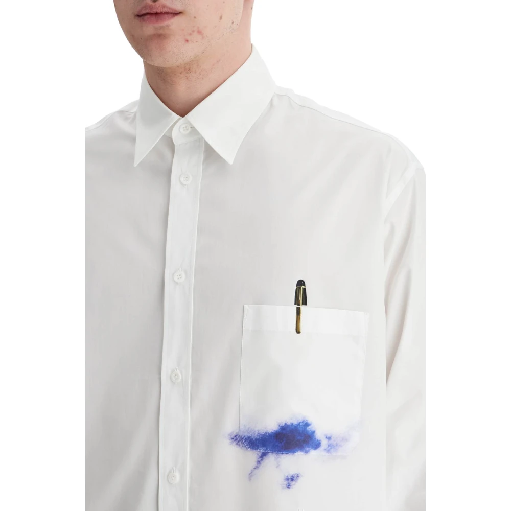Moschino Gedrukt zakoverhemd met knoop White Heren