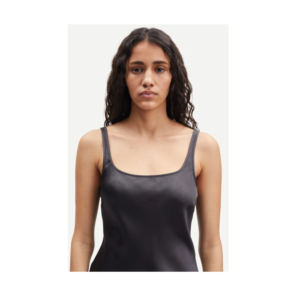Samsøe Slim Fit Mouwloze Midi Jurk Black Dames