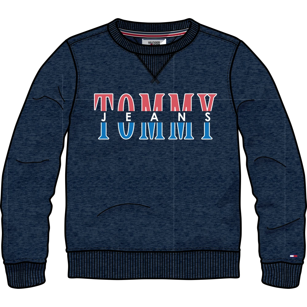 Tommy Jeans Blauwe Logo Sweater Regular Fit Blue Heren