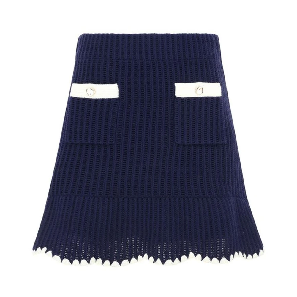 Self Portrait Monochrome Asymmetrische Mini Rok Blue Dames