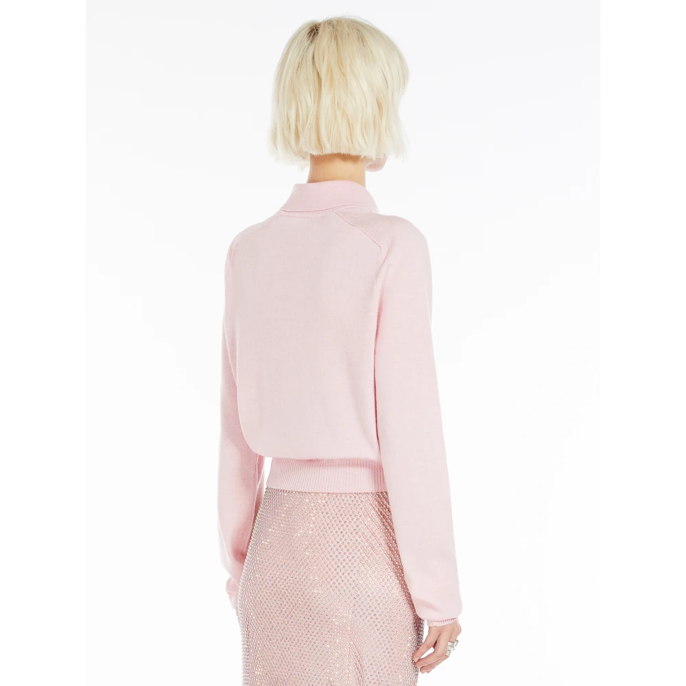 SPORTMAX Roze Bont Trim Crop Sweater Pink Dames