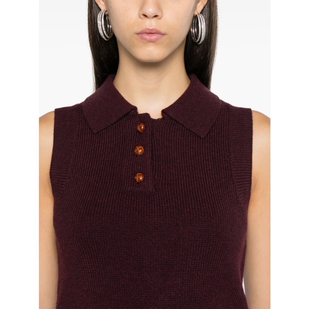 Remain Birger Christensen Mouwloos Poloknit Vest Red Dames