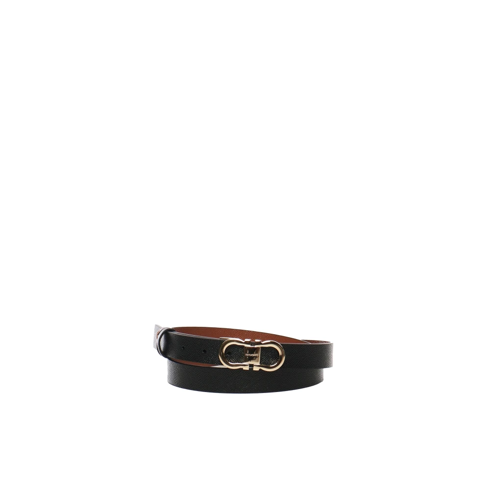 Salvatore Ferragamo Omkeerbare Twee-Tinten Gancini Gesp Riem Black Dames