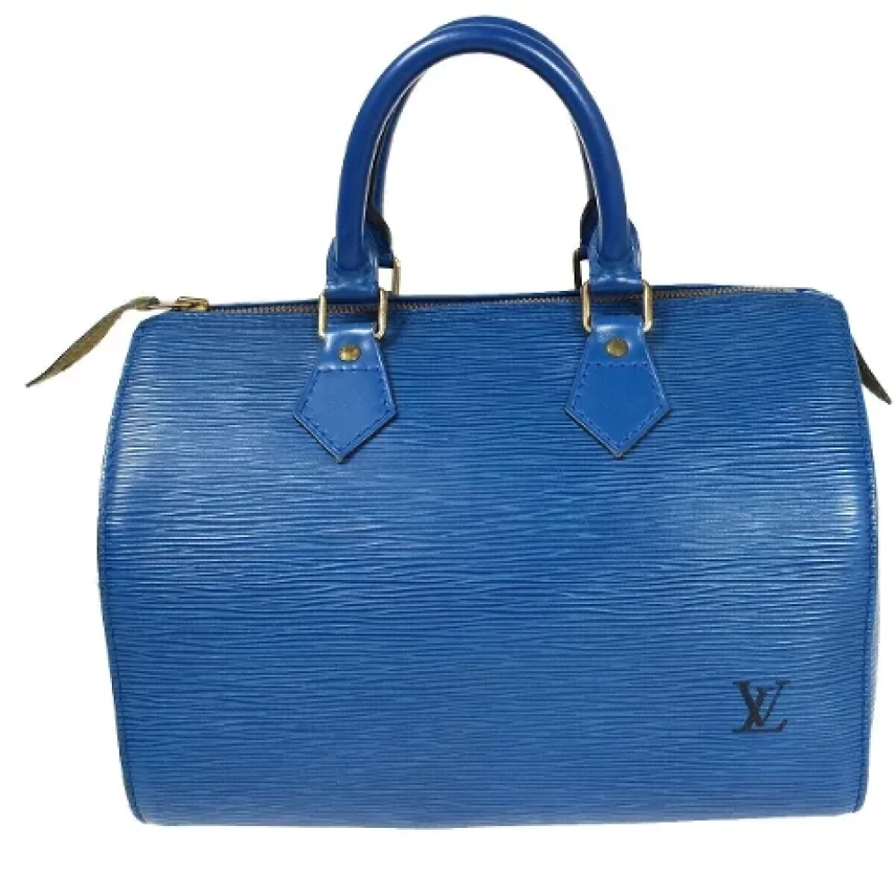 Louis Vuitton Vintage Tweedehands Blauw Leren Speedy 25 Blue Dames