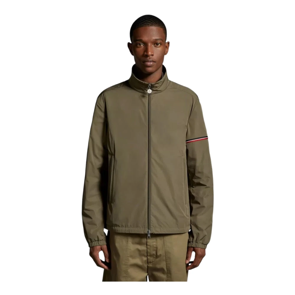 Moncler Groene Ruinette Jas met Driekleurige Rits Green Heren