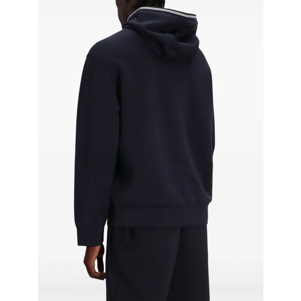 Emporio Armani Blauwe trui met capuchon en strepen Blue Heren