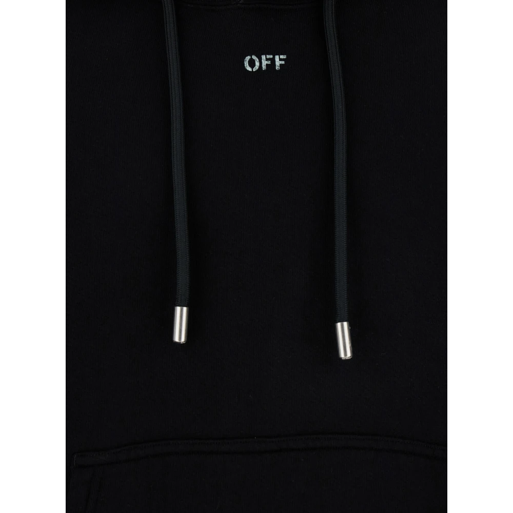 Off White Zwarte hoodie met groot logo print Black Heren