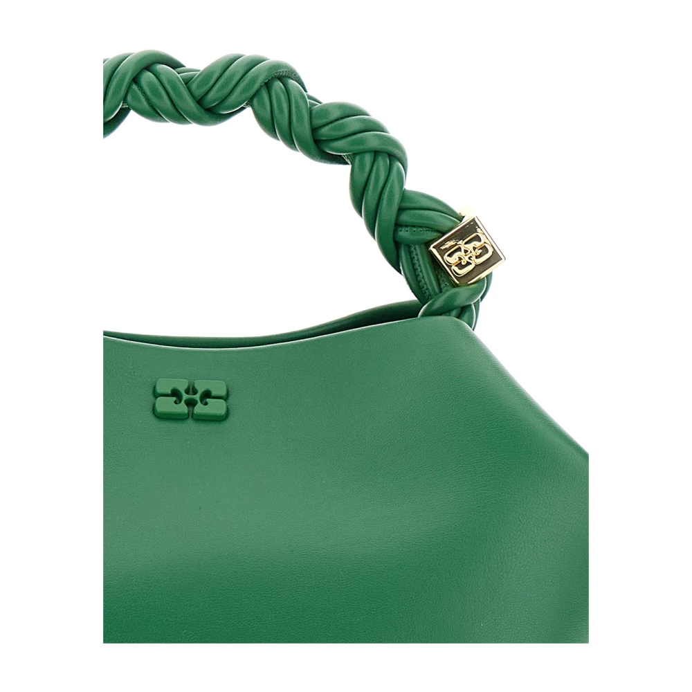 Ganni Groene handgevlochten handtas met vlinderlogo Green Dames