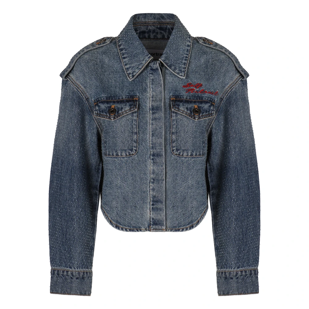 Self Portrait Women's Blue Rhinestone Denim Jacket - Denim Jackets - S - Jackets
