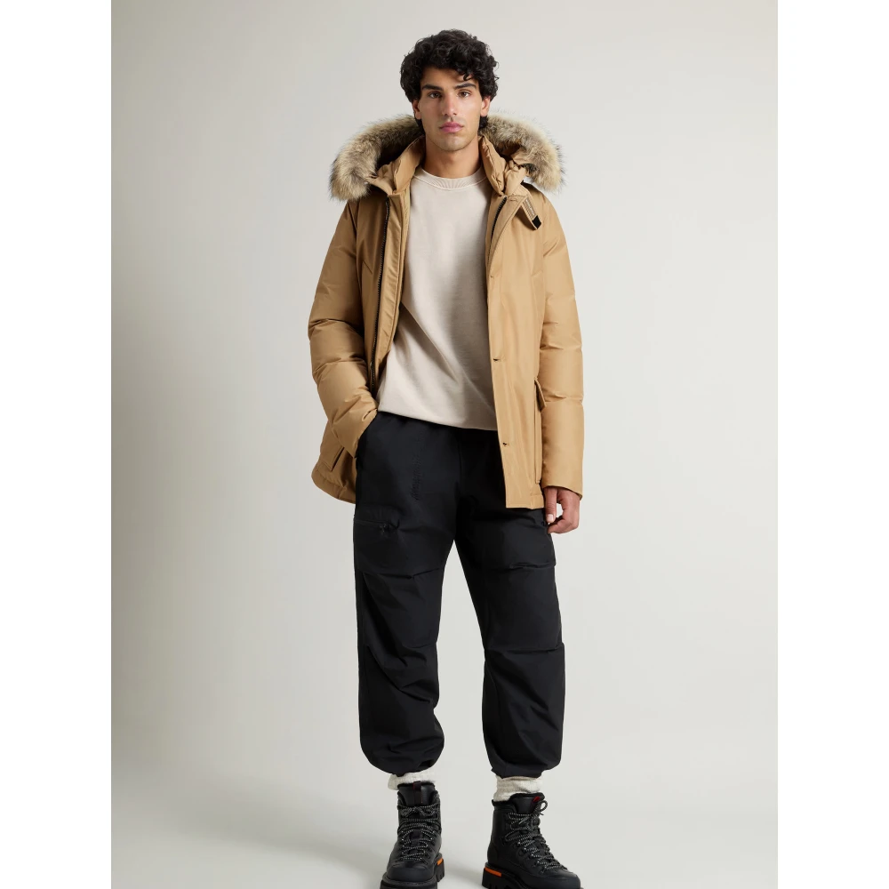 Woolrich Beige Donsjas Waterbestendig Beige Heren