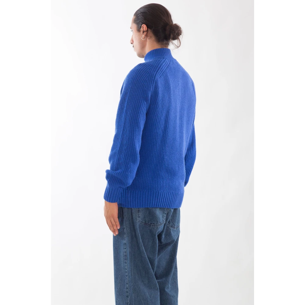 Lacoste Ribgebreide Half Zip Sweater Blue Heren