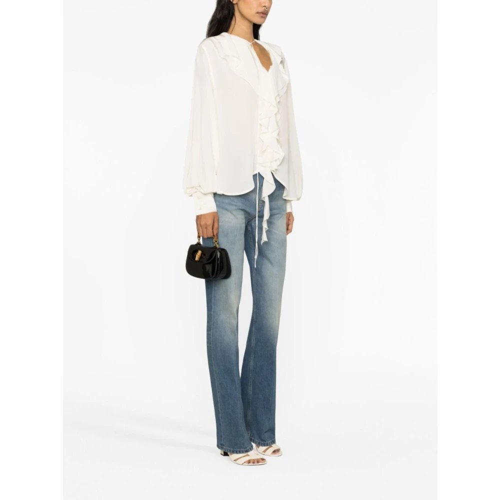 Victoria Beckham Zijden Ruches Shirt Geel White Dames