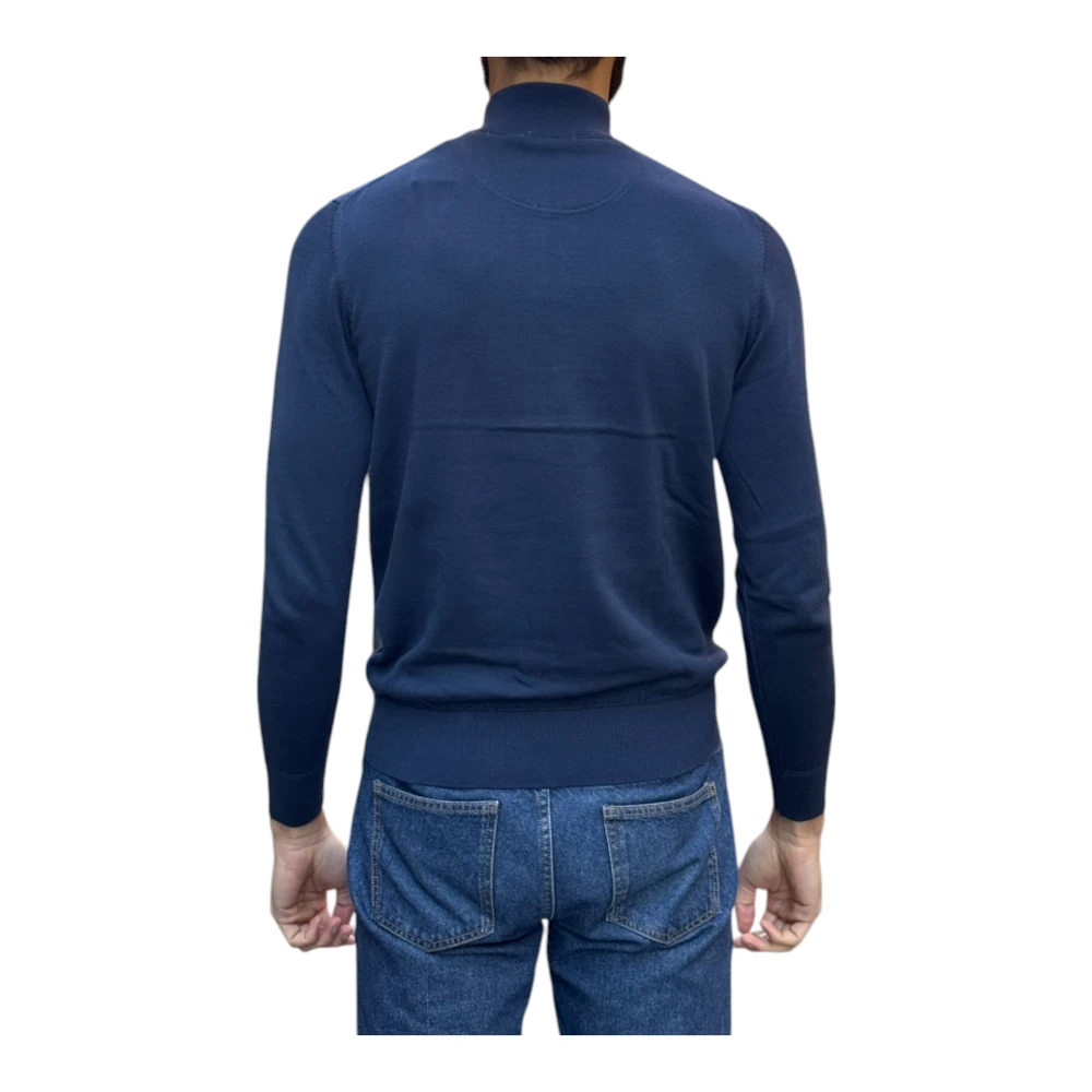 Timberland Quarter-Zip High Neck Sweater Blue Heren