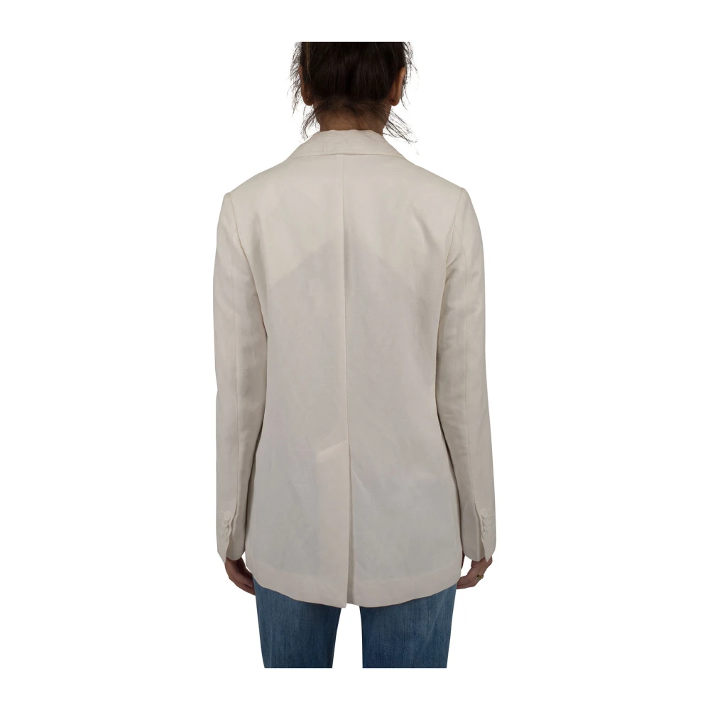 Aspesi Crème Katoen Linnen Double-Breasted Jas Beige Dames