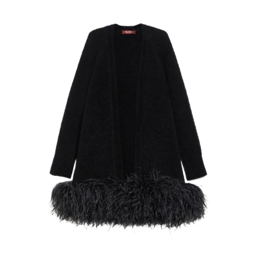 Max Mara Zwarte Cardigan met Veermotief Black Dames