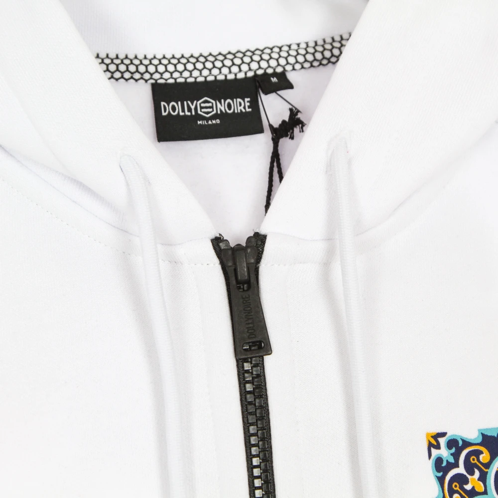 Dolly Noire Maioliche Circuit Printed Zip Up Hoodie White Heren