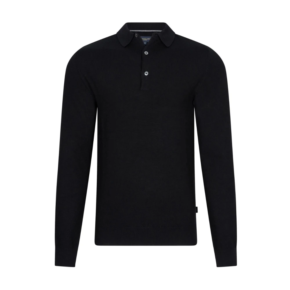 Cavallaro Merino Polo Lange Mouw Zwart Black Heren