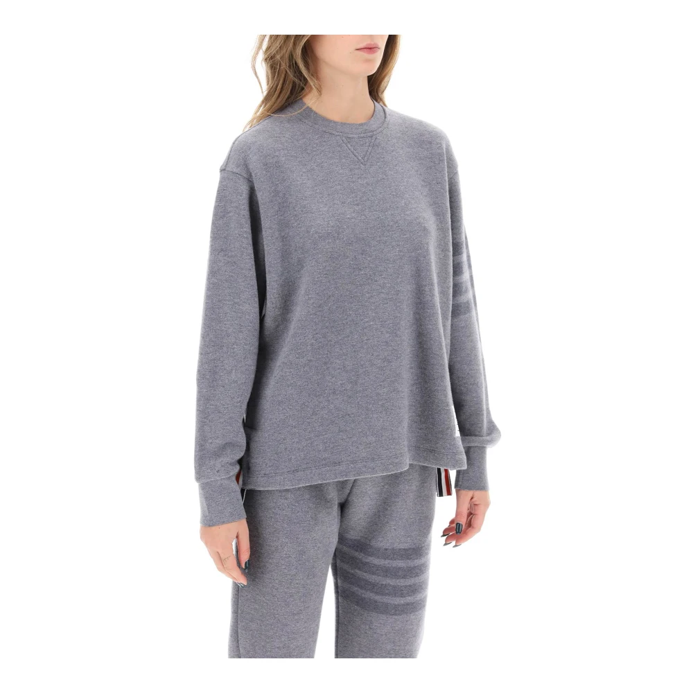 Thom Browne Oversized Wool Loopback 4-Bar Sweatshirt Gray Dames