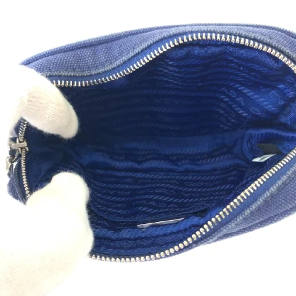 Prada Vintage Pre-owned Canvas clutches Blue Dames