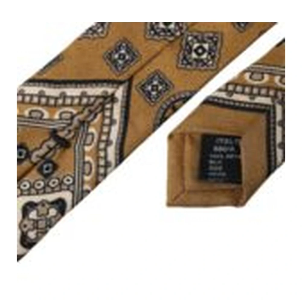 Dolce & Gabbana Gele Zijden Wielprint Stropdas Yellow Heren