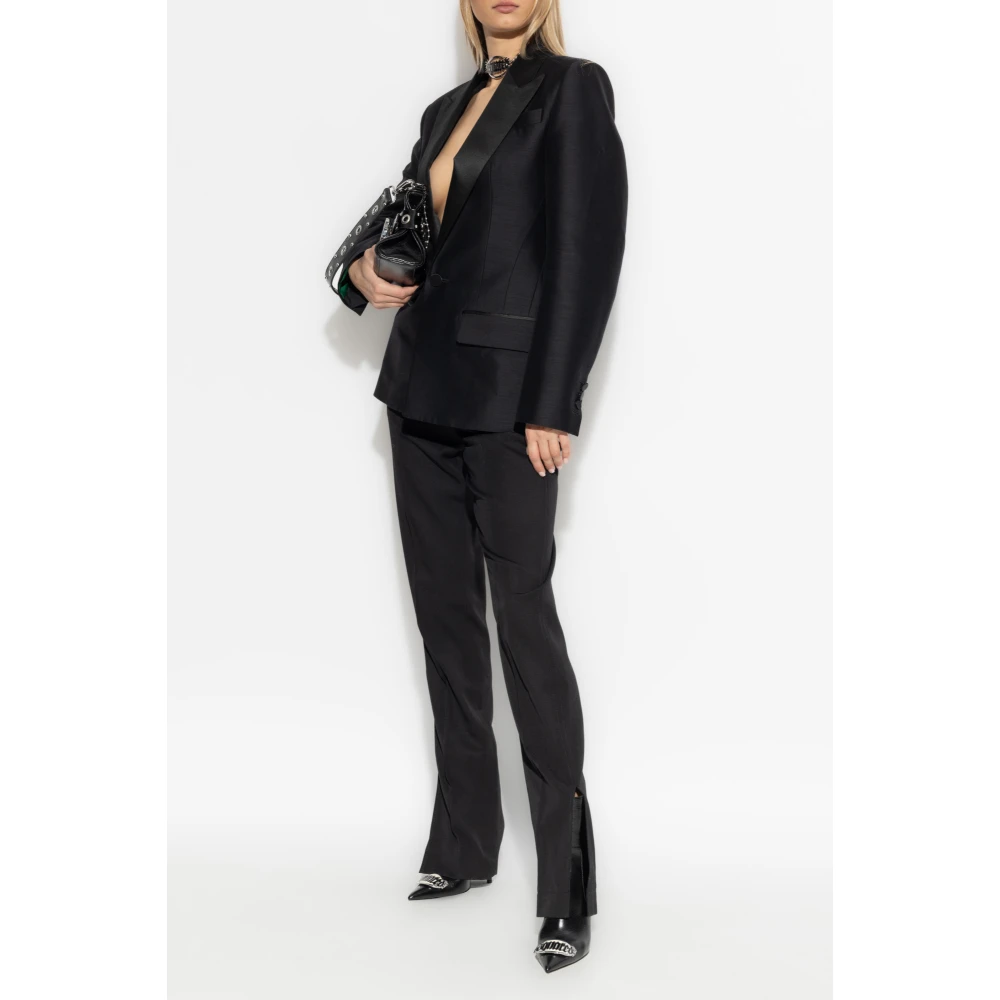 Dsquared2 Blazer met satijnen inzetstukken Black Dames