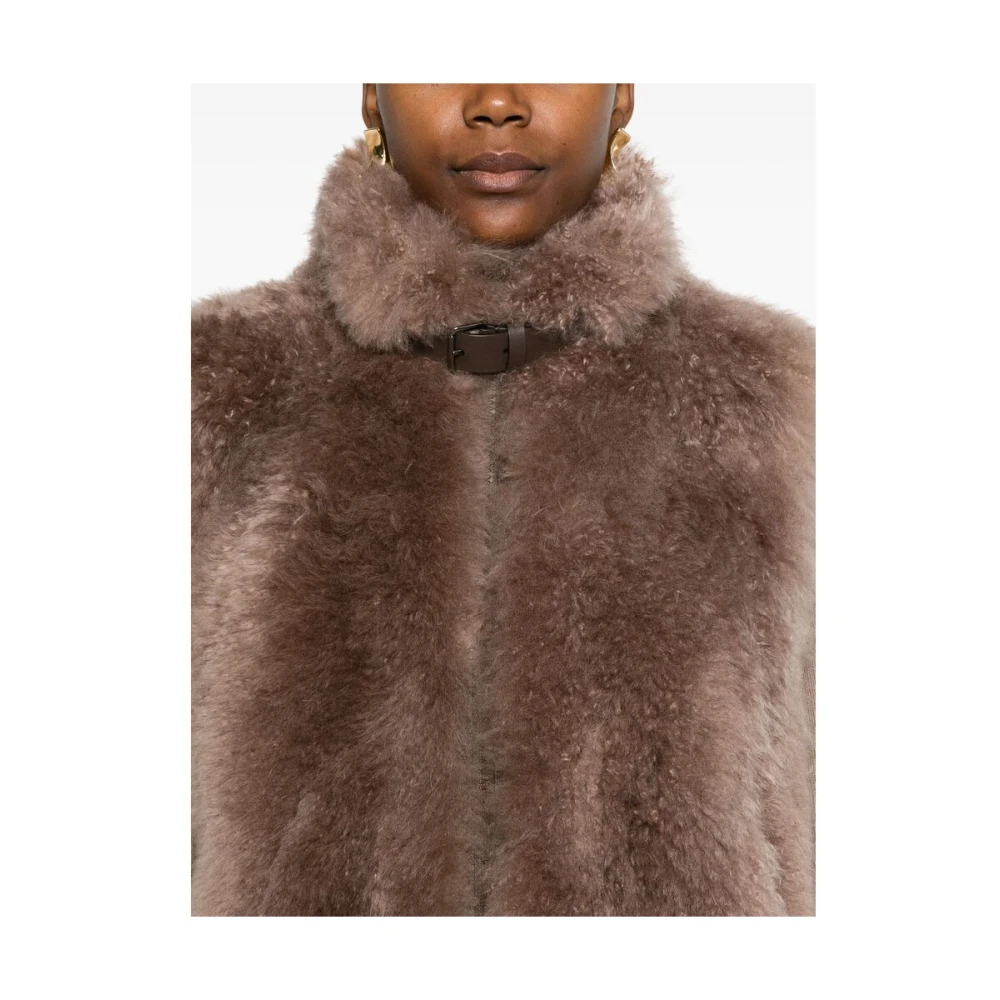 BRUNELLO CUCINELLI Shearling Gewatteerde Ritsvest Brown Dames