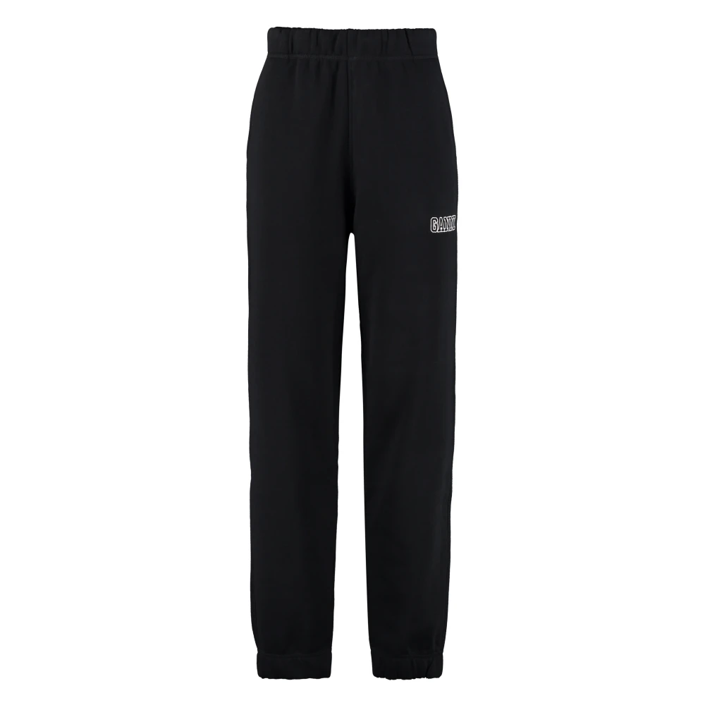 Ganni Logo Sweatpants van Biologisch Katoen Black Dames
