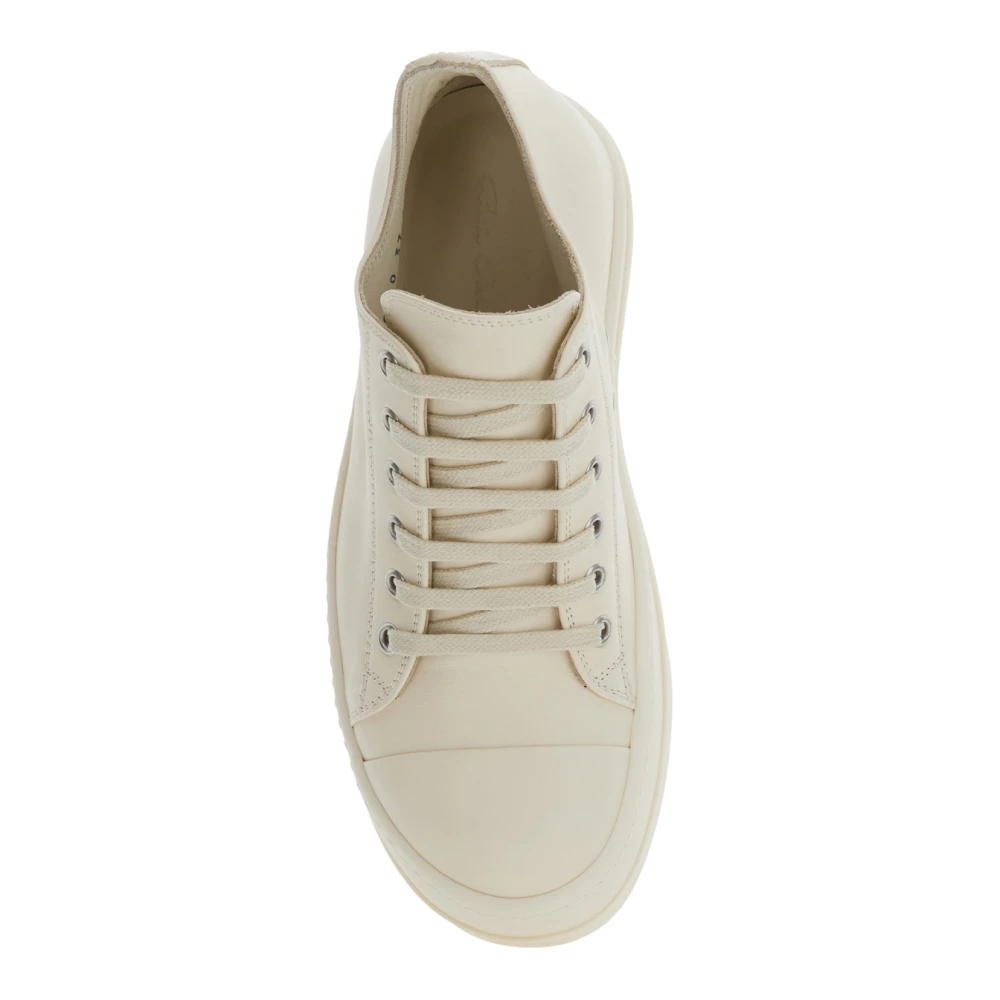 Rick Owens Witte lage leren sneakers White Dames