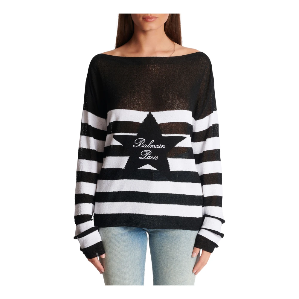 Balmain Bootnektrui met sterrenpatroon Black Dames