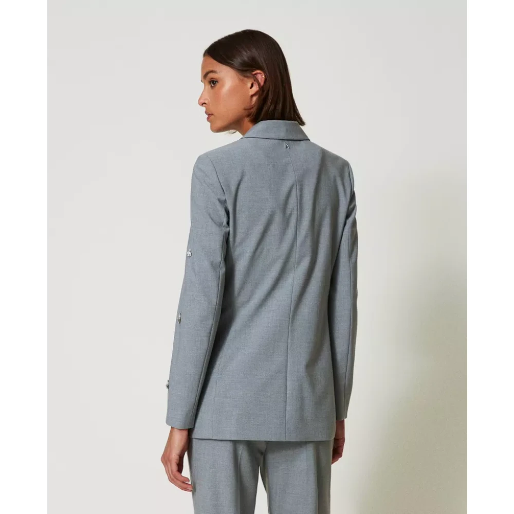 Twinset Grijze Blazer met Strass Applicaties Gray Dames