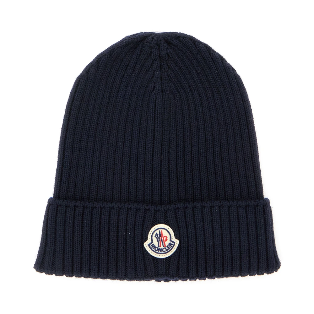 Moncler Blue Hats & Caps, Male, L, Ribbed Wool Beanie