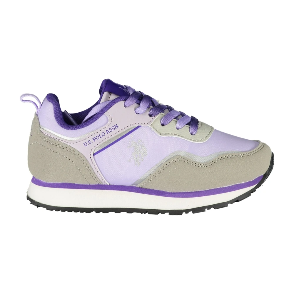 U.s. Polo Assn. Girls Multicolor Kids Sneakers, 33 Eu, Sporty Purple Kids Trainers With Contrast Details